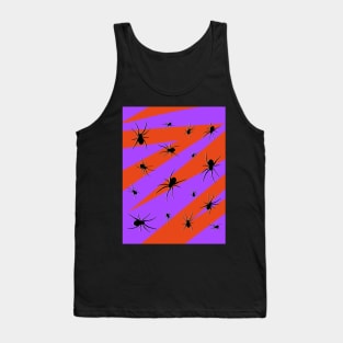 Halloween Spider Pattern on Purple and Orange Tank Top